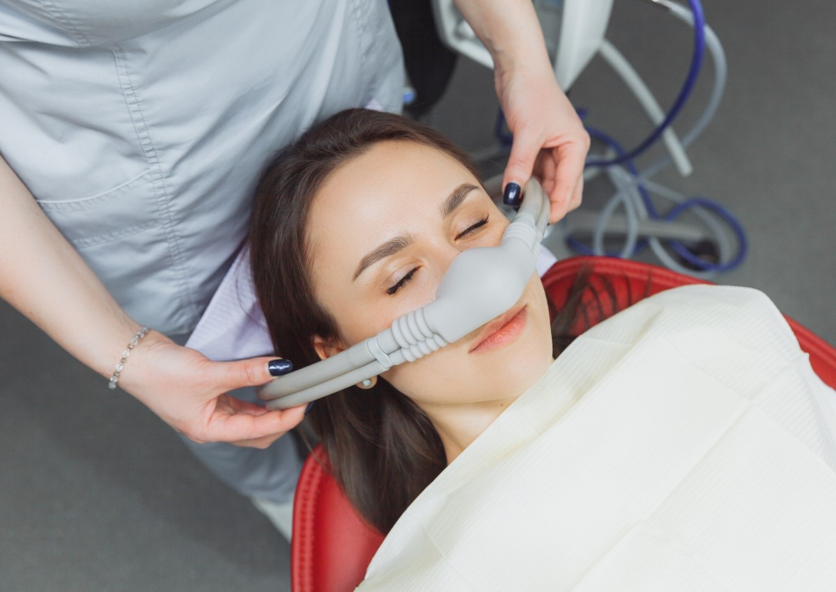 Patient receiving sedation dentistry with nitrous oxide for anxiety-free dental treatment on the Sunshine Coast