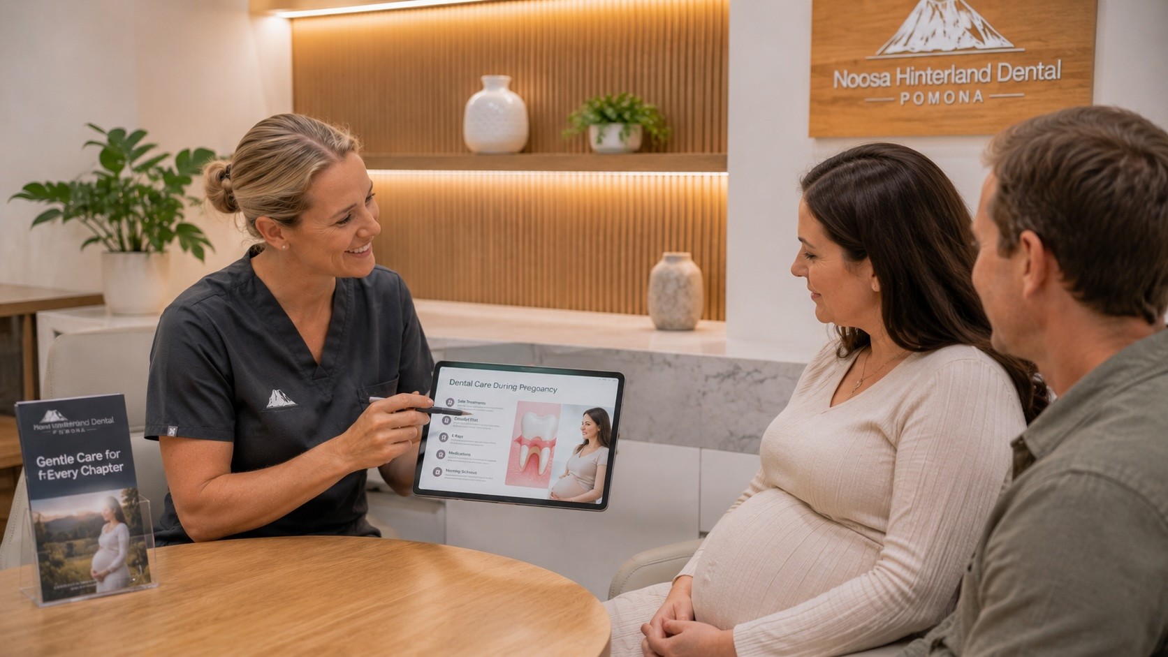 Pregnant woman receiving dental care at Noosa Hinterland Dental