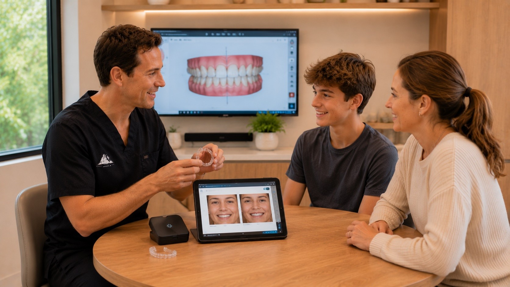 Teen smiling with Invisalign in Pomona