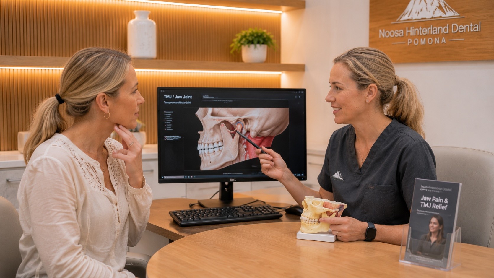 Illustration showing a solution for jaw pain and clicking